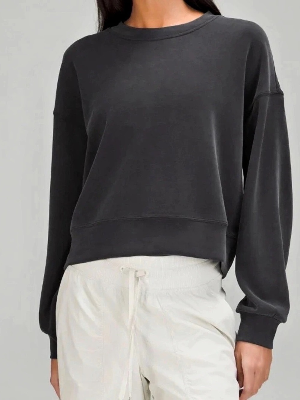 Lululemon Softstreme Perfectly Oversized Cropped Crew Black Size 4